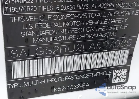 2020 Land Rover Range Rover Hse from USA, damaged, VIN SALGS2RU2LA597086